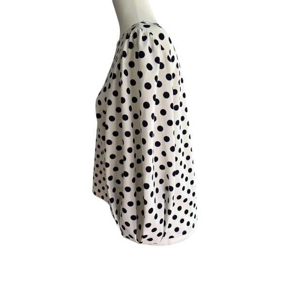 Green Envelope Polka Dot Women's Pullover Puffed Sleeve Blouse Medium - Picture 4 of 6